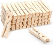 Fri4Free Wooden Clothes Pins – 50 Pack 2.9 Inch Wooden Clothespins with Rust-Resistant Coil, Natural Wood Clips for Laundry, Hanging Clothes, Crafts & DIY