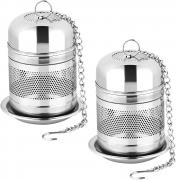 Fri4Free 2PCS Fine Mesh Stainless Steel Tea Infusers with Chain Hook & Lid, For Loose Leaf Tea Steeping, Reusable, Rust Resistant, Fits Most Mugs & Cups, Easy to Clean
