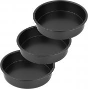 Fri4Free 3PCS 8” Round Cake Pans - Nonstick Round Baking Pan，Carbon Steel Cake Baking Set, Cake Mold,Dish, Flan, Tin, Essential Bakeware