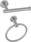 Fri4Free 2PCS Towel Ring and Holder, Stainless Steel Bath Towel Hanger and Hand Towel Holder, Bathroom Hardware Accessories Wall Mounted (Brushed Nickel)